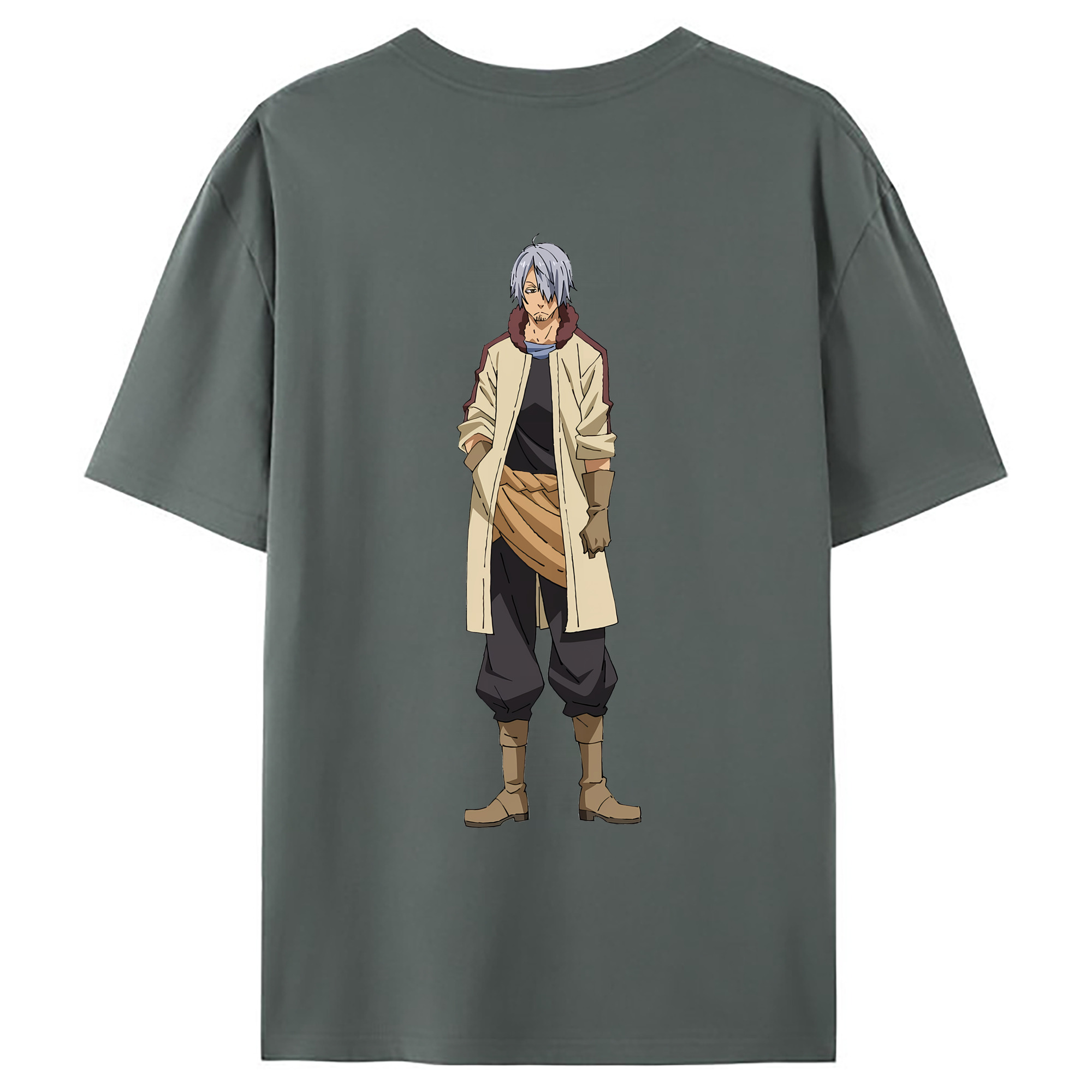 （画像用） 転スラ Regarding Reincarnated to Slime 綿100％ メンズ半袖Tシャツ（バックプリント） 通気性